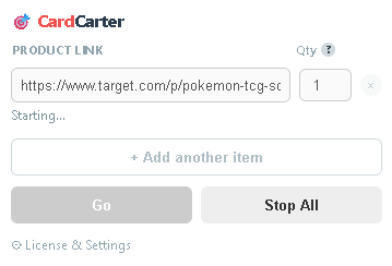 CardCarter actively retrying Add to Cart after hitting Go